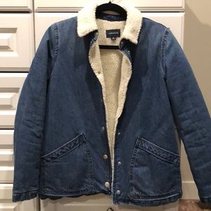JCrew Sherpa lined denim jacket